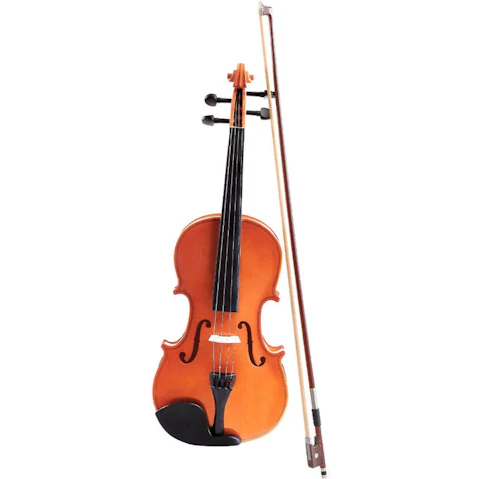 Melodic Full-Size Wooden Violin with Bow Rosin String - Natural
