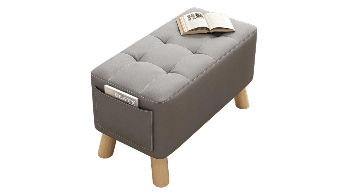 NNEOBA Minimalist Gray Solid Wood Shoe Stool | Harvey Norman