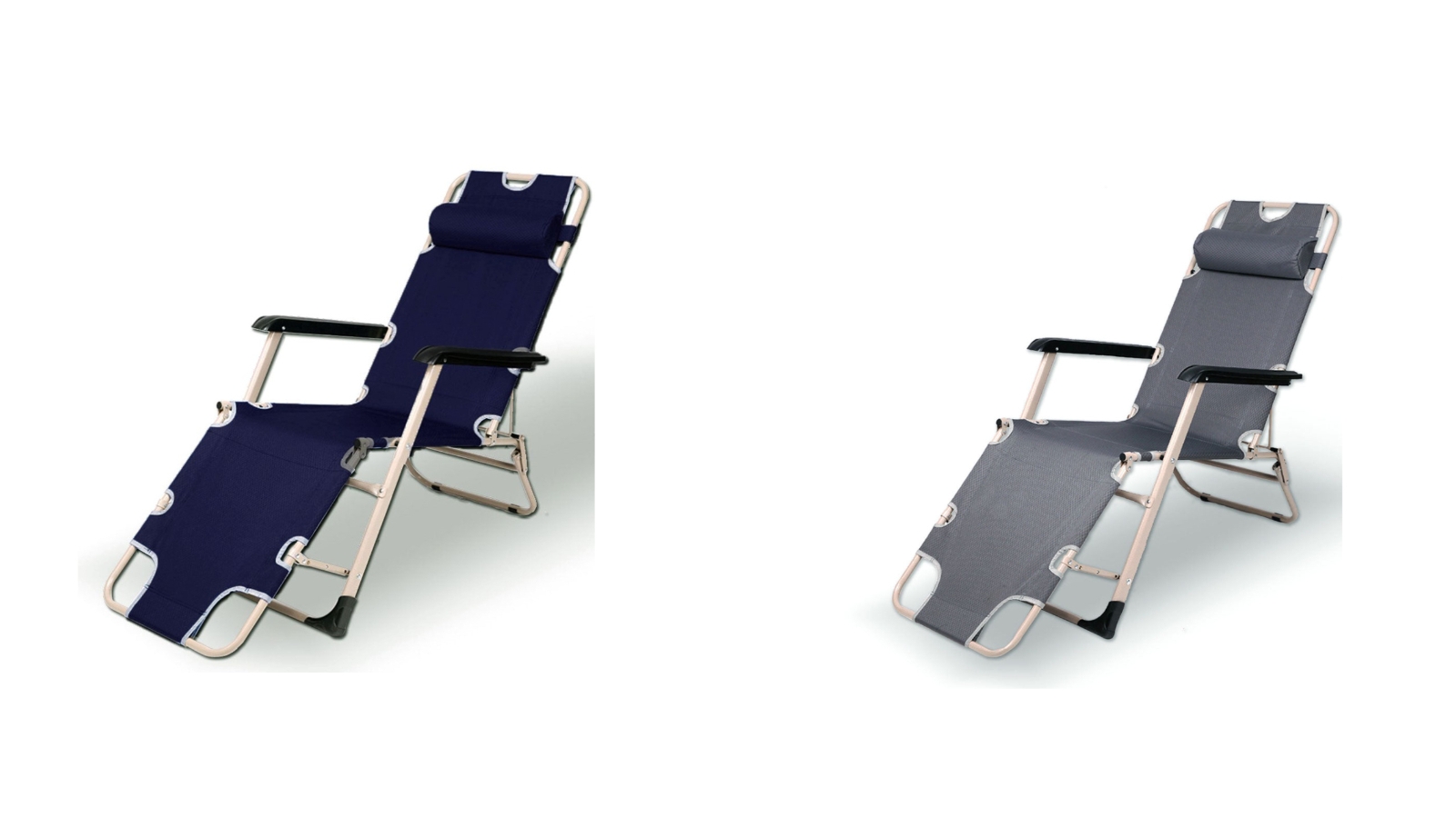 Bargene Reclining Beach Chair with Padded Headrest and Adjustable Footrest