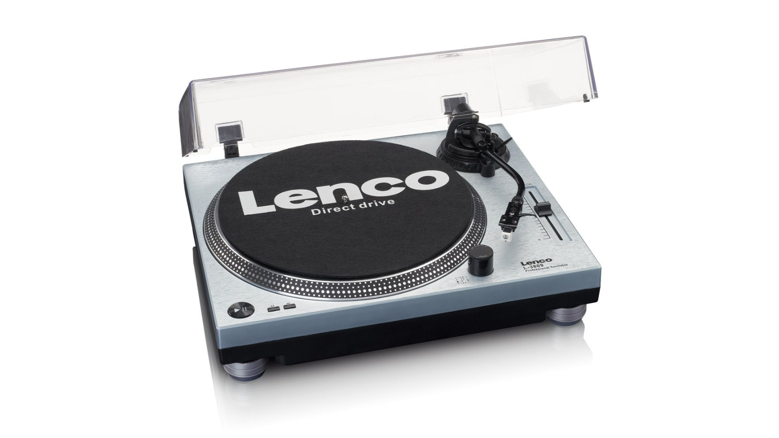 Lenco Direct Drive Turntable with Recording - Silver