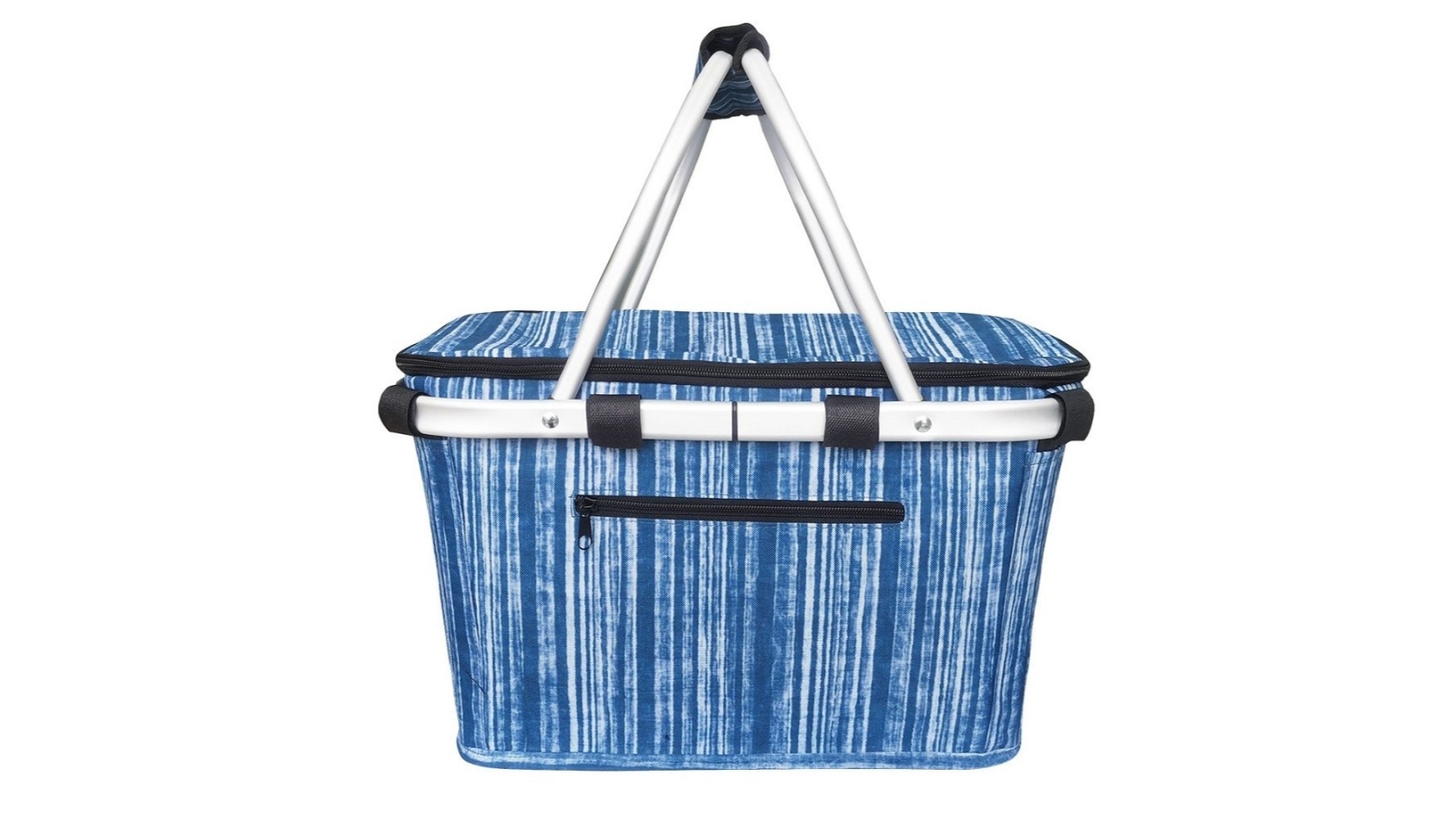 Sachi Insulated Carry Basket with Lid - Blue Stripe