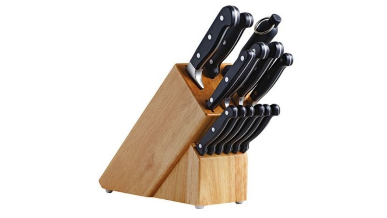 13-Piece Knife Set with Block, Precision German Steel, Built-In Sharpener