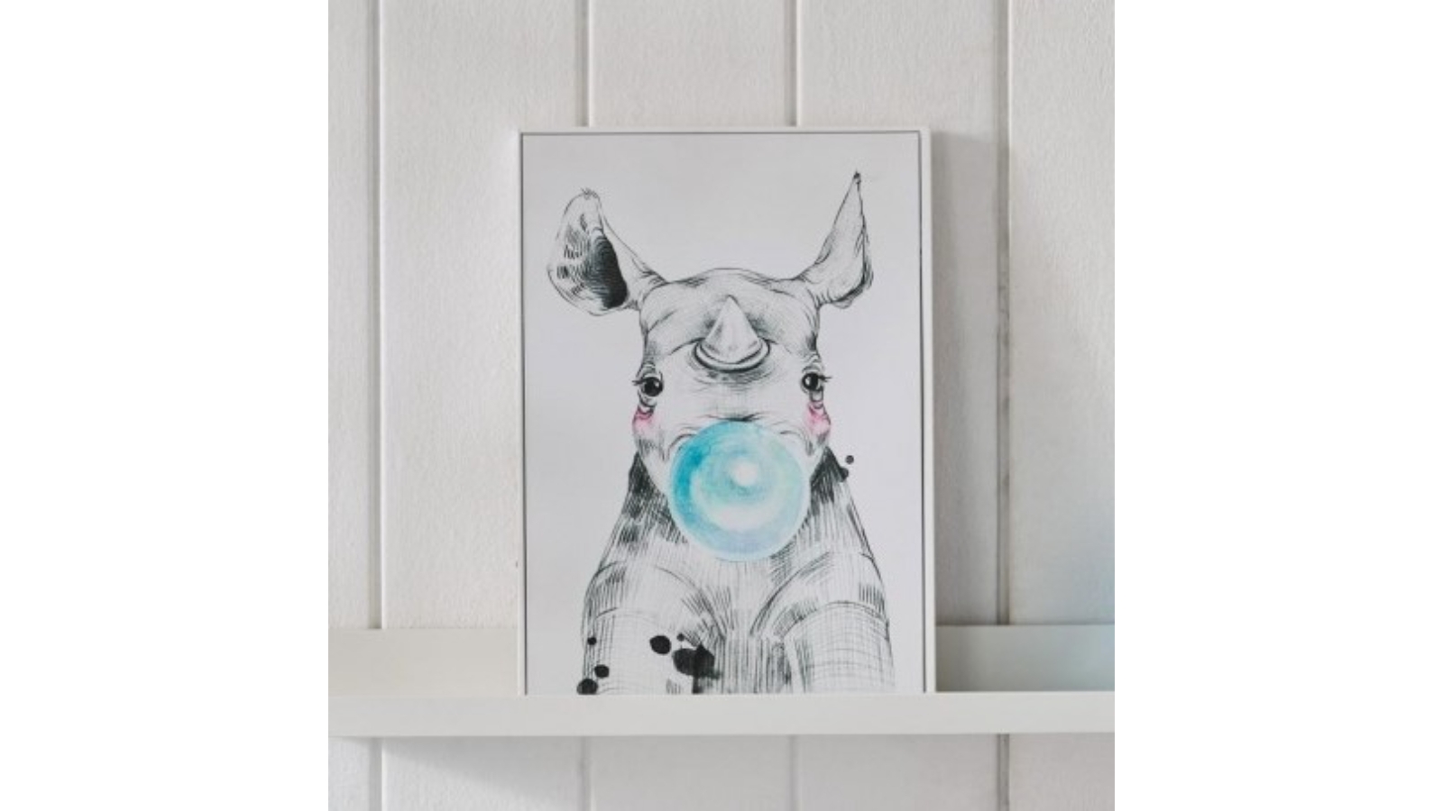 Rhino Blue Wall Art - 29.7 x 42cm