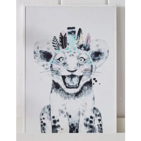 Lion Cub Multi Wall Art - 29.7 x 42cm