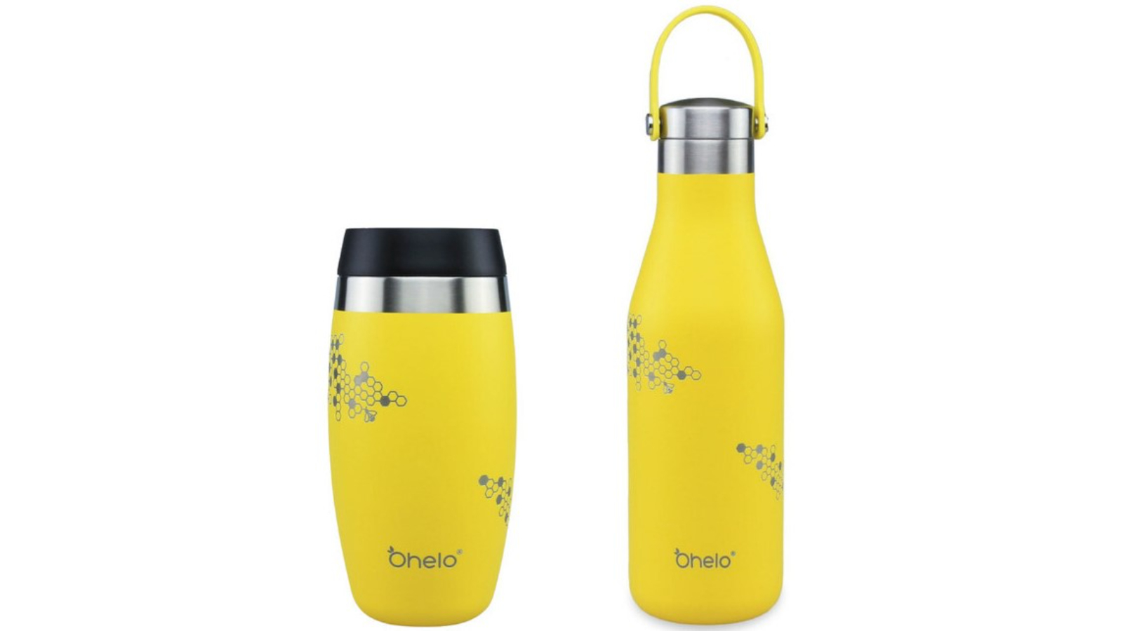 Ohelo Bottle and Tumbler with Etched Bee - Yellow