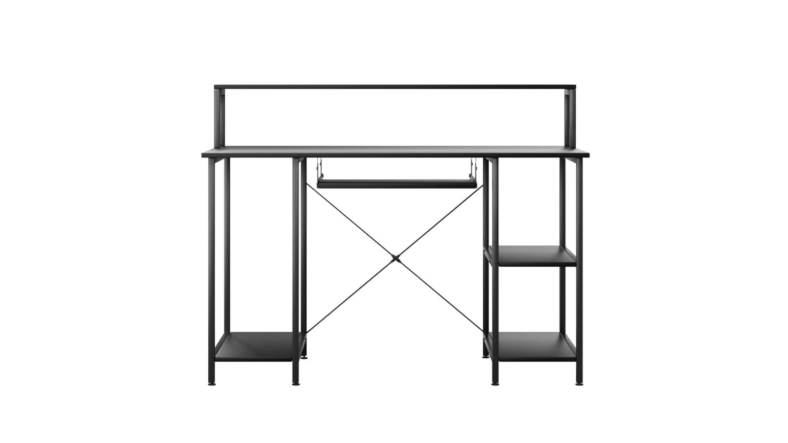 Levede Metal Frame Computer Desk with Storage Shelf - Black