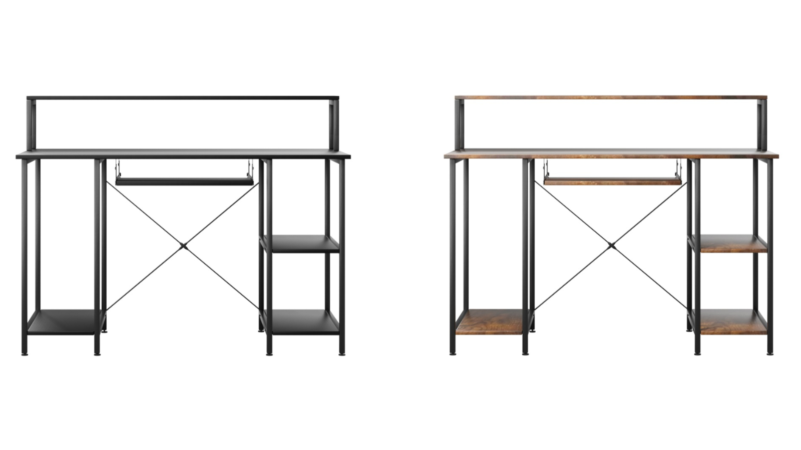 Levede Metal Frame Computer Desk with Storage Shelf