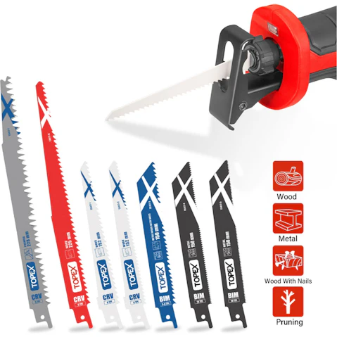 TOPEX 34 Piece Reciprocating Saw Blades for Metal and Wood Cutting