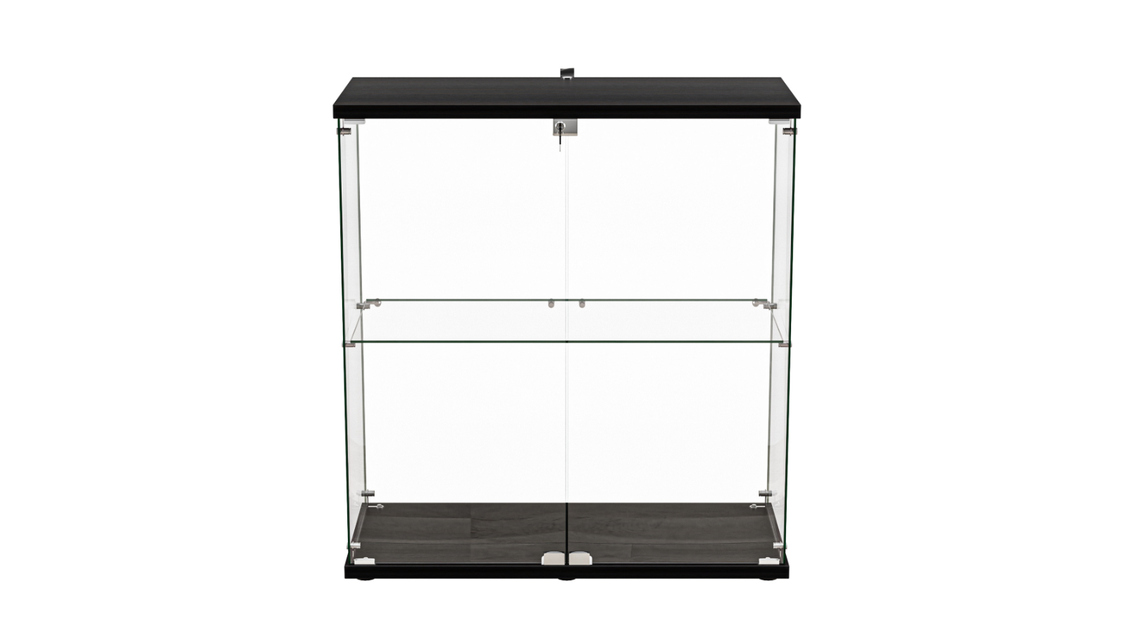 Stacked 2-Tier Glass with LED Lights Display Cabinet - Black
