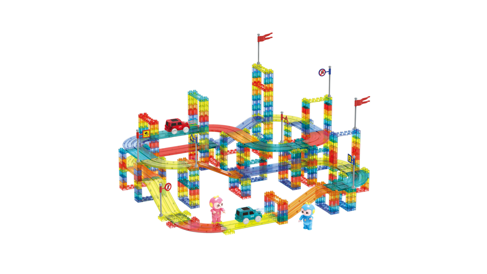 BoPeep 348 Piece Railcar Magnetic Building Block Track Set - Multi-Coloured