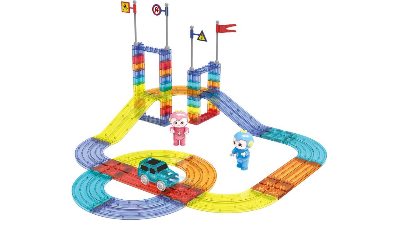 BoPeep 63 Piece Railcar Magnetic Building Block Track Set - Multi-Coloured