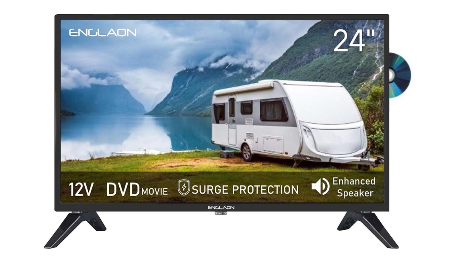 Englaon 24-inch HD 12V LED TV with Built-in DVD Player