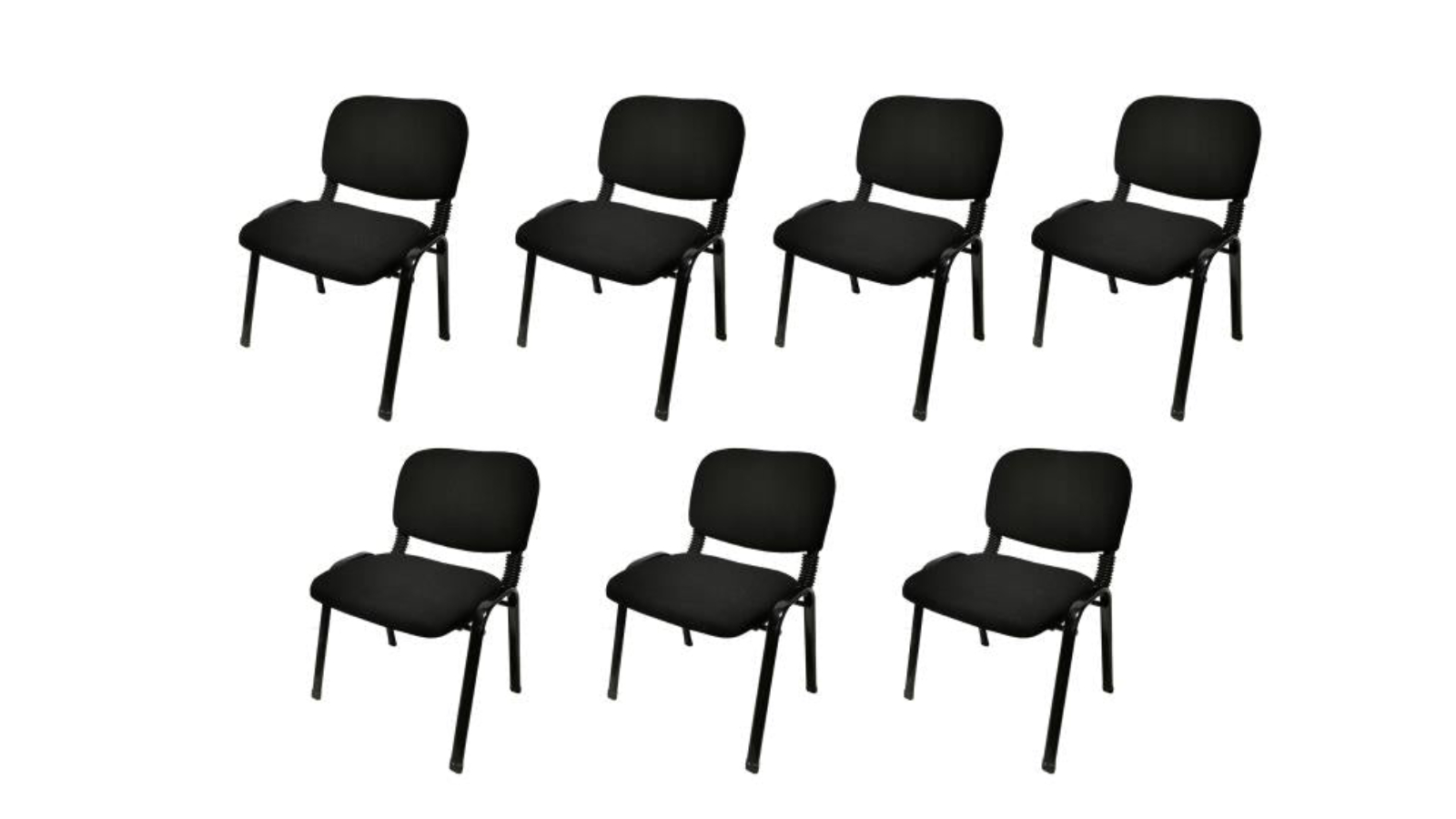 NNECN Set of 7 Stackable and Linkable Office Chair - Black