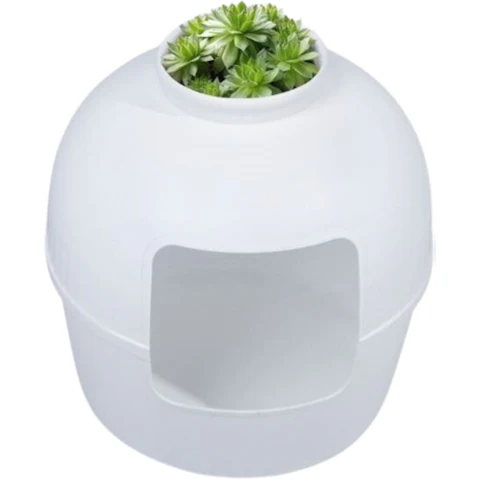 YES4PETS Multifunctional Semi-Enclosed Pet House Litter Box - White