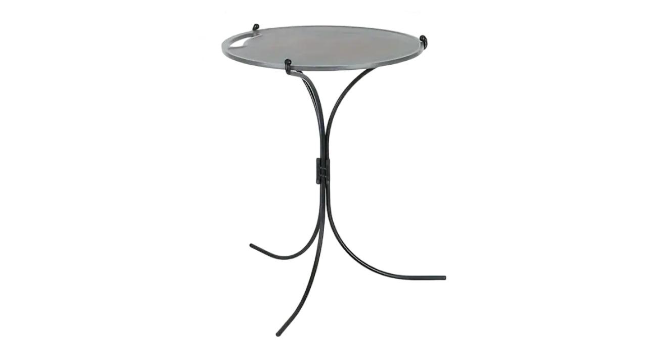 NNETM Compact Folding Wrought Iron Round Table