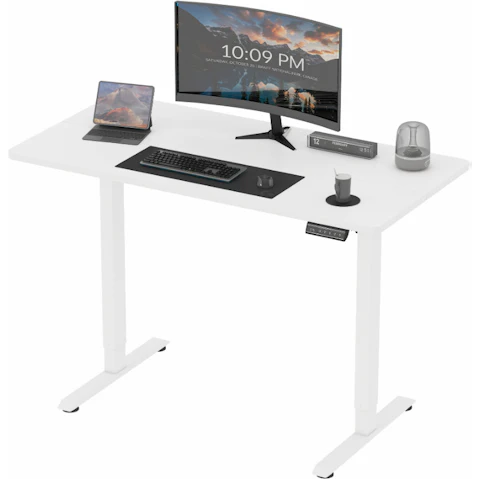 Advwin White Frame Electric Standing Desk with Smart Memory Panel