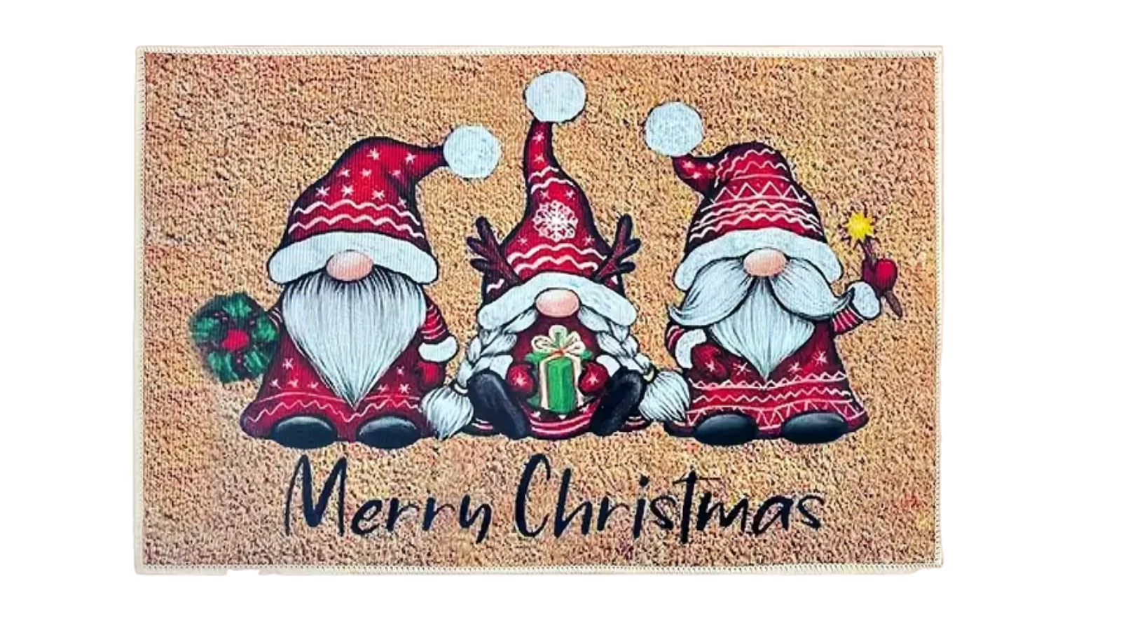 TM Indoor Outdoor Washable Cheerful Christmas Gnome Welcome Doormat
