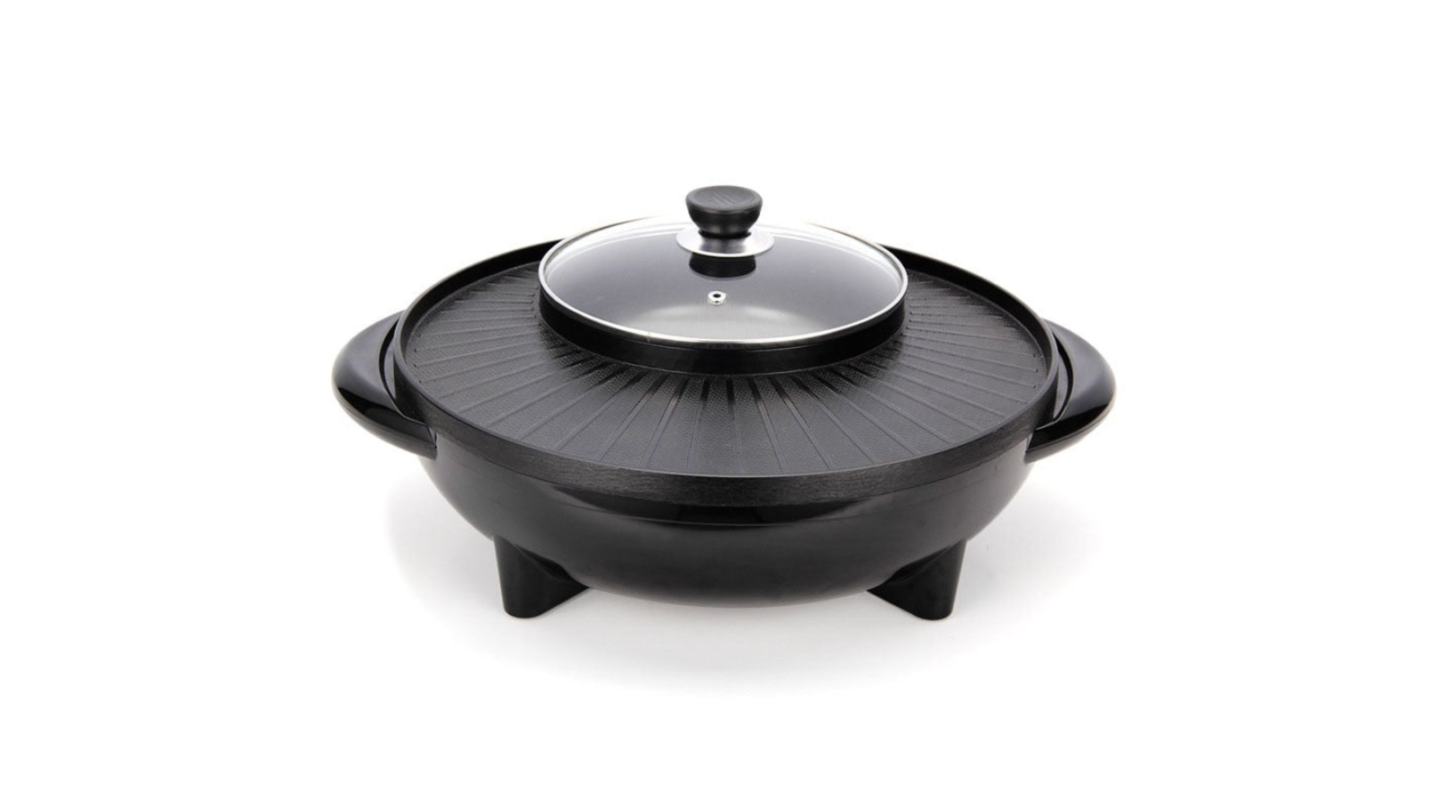 AUPK 36cm 2-in-1 Stone Coated Grill Plate Steamboat Electric Hot pot