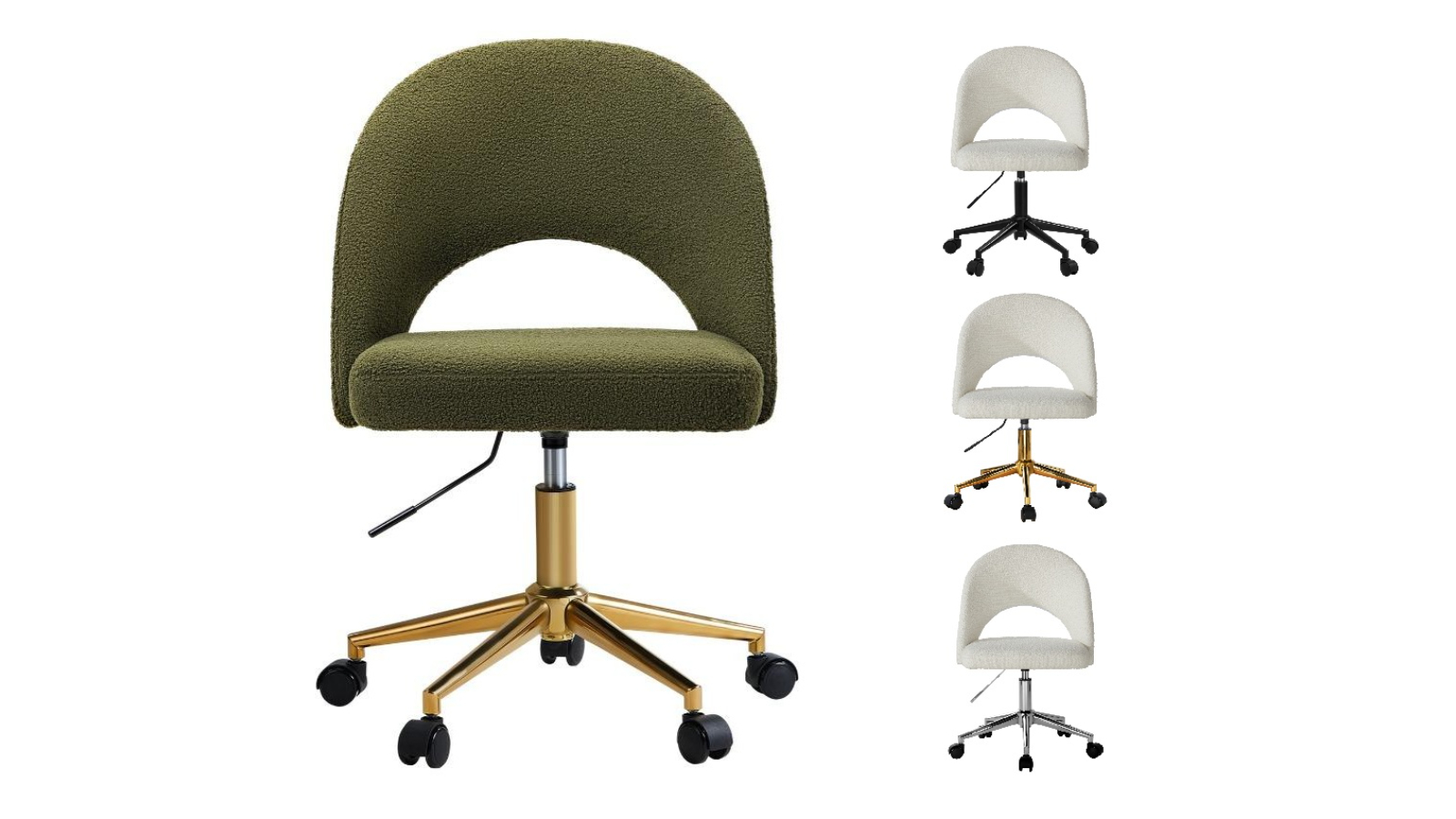 Oikiture High Back Hollow Armless Boucle Home Office Chair