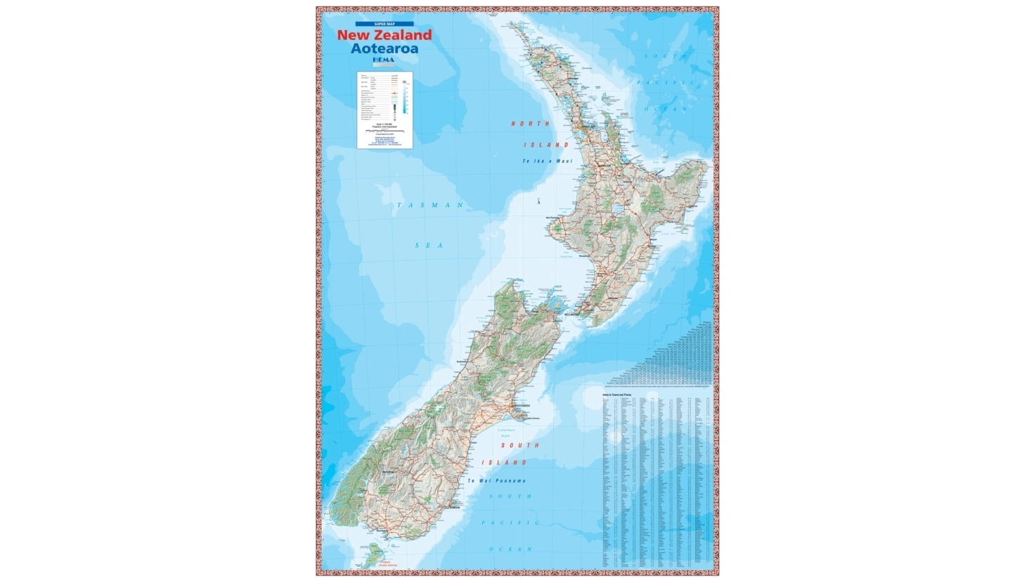 Hema Maps New Zealand Supermap Laminated 140 x 100cm