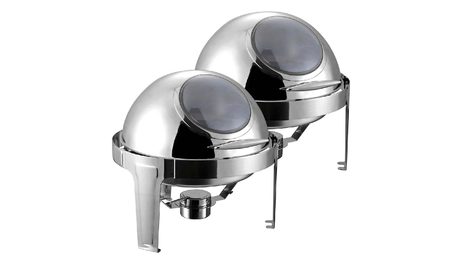 SOGA 2X 6L Round Chafing Stainless Steel Food Warmer with Glass Roll Top