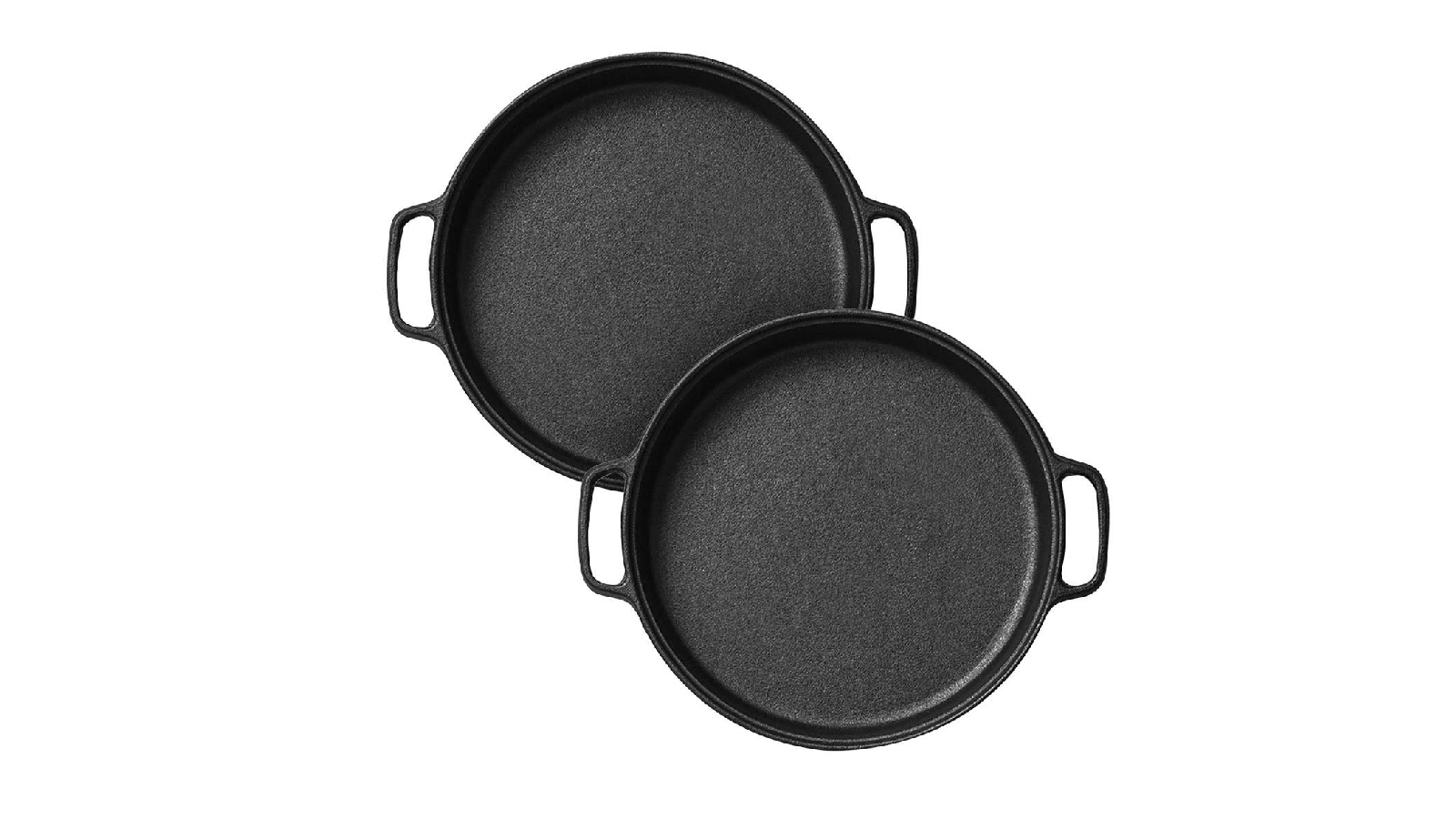 SOGA 2x Cast Iron 35cm Frying Pan Skillet Non-stick Coating Steak Sizzle Platter