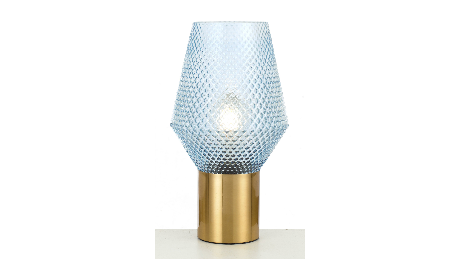 Pretty & Practical Lumoline Blue Antique Glass Table Lamp Vibrant Accent for Bedroom or Lounge Area