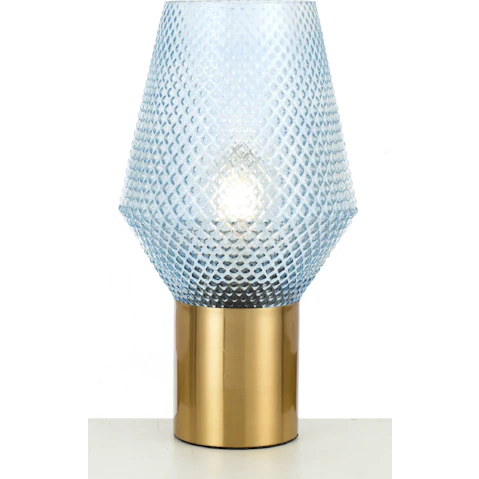 Pretty & Practical Lumoline Blue Antique Glass Table Lamp Vibrant Accent for Bedroom or Lounge Area