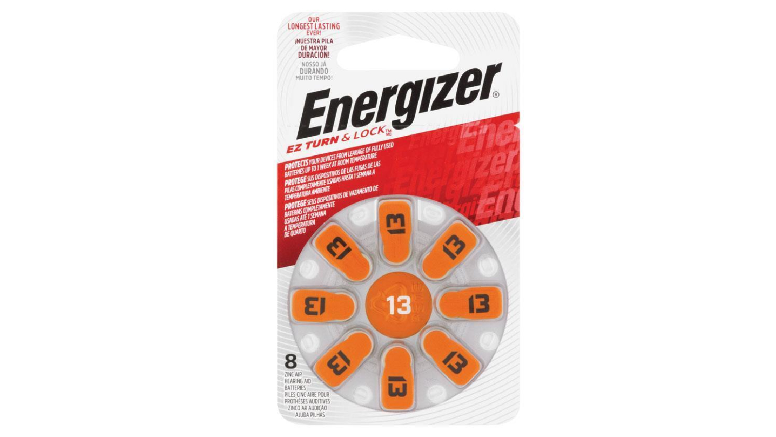 Energizer 8 Pack of Hearing Aid Batteries - Size 13 