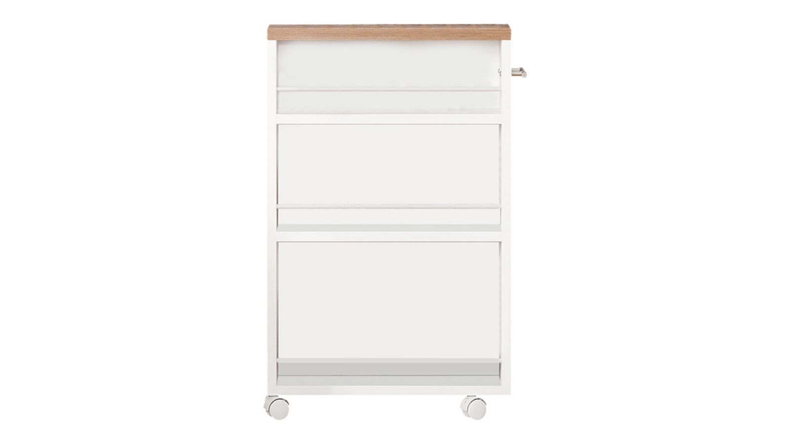 Oakory 80cm Slim 3 Tier Storage Cart with Wheels in White and Rustic Brown