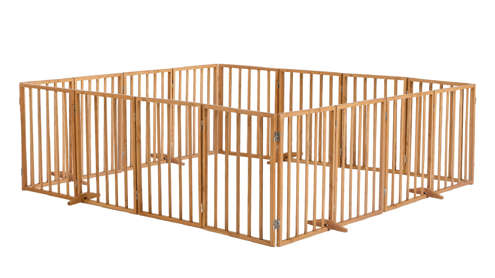 Alopet 2 Piece of 8 Panels Wooden Pet Fence - Natural