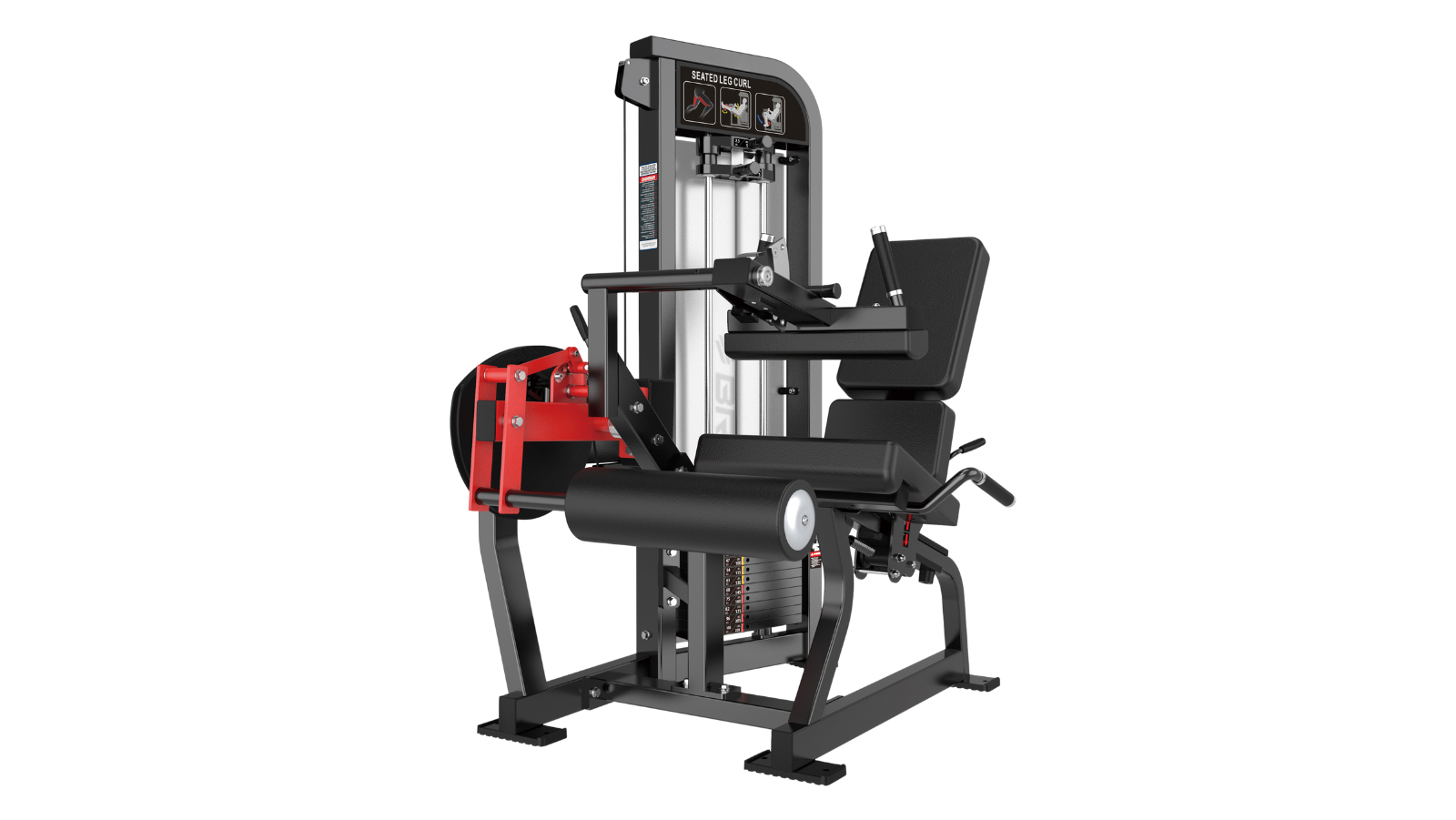 Fitness Hero HS-X Series Matte Black Frame Reload Leg Curl Pin Loaded Machine with Black B3 Seat