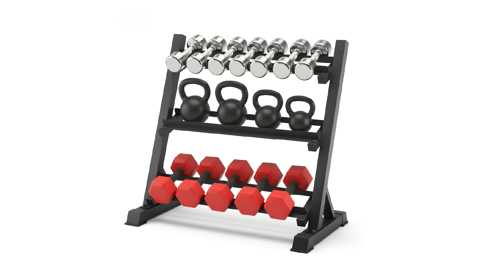 Everfit 3-Tier Heavy Duty Dumbbell Rack for Home Gym with 300kg Capacity - Black