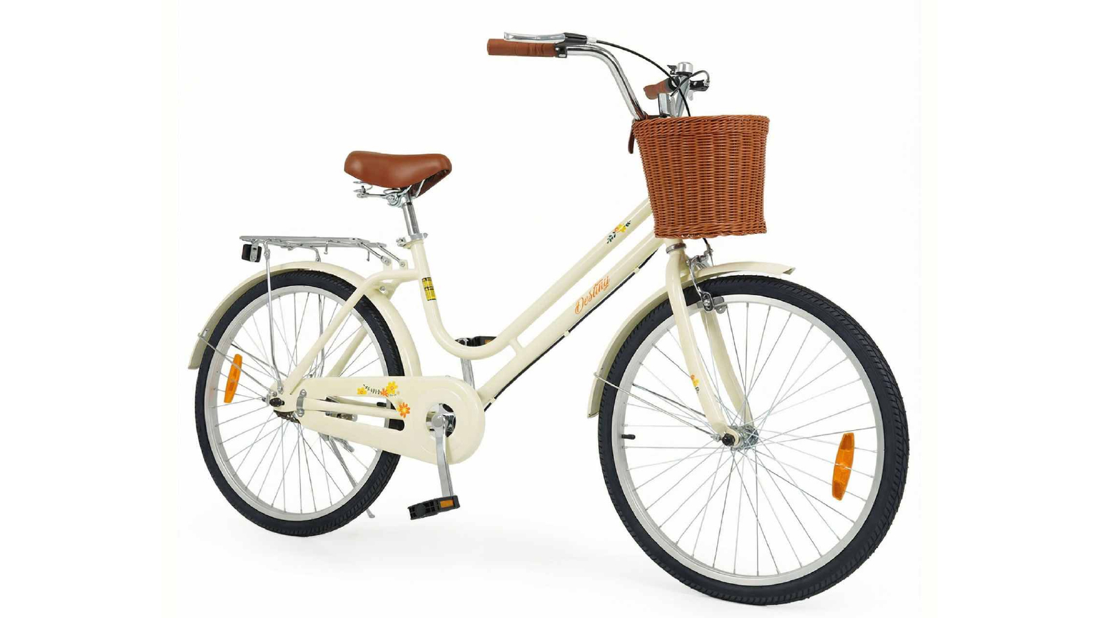 Costway Adjustable Beach Cruiser Bike with Basket Rear Rack