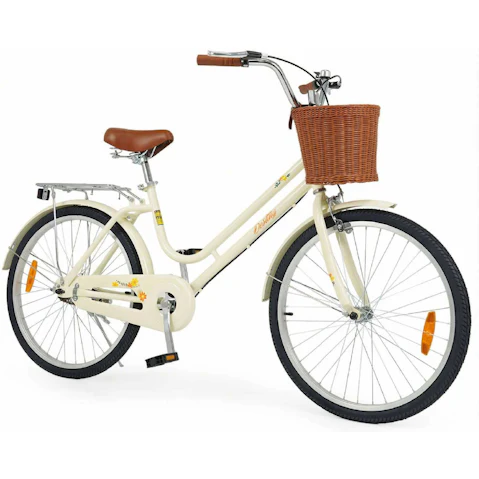 Costway Adjustable Beach Cruiser Bike with Basket Rear Rack