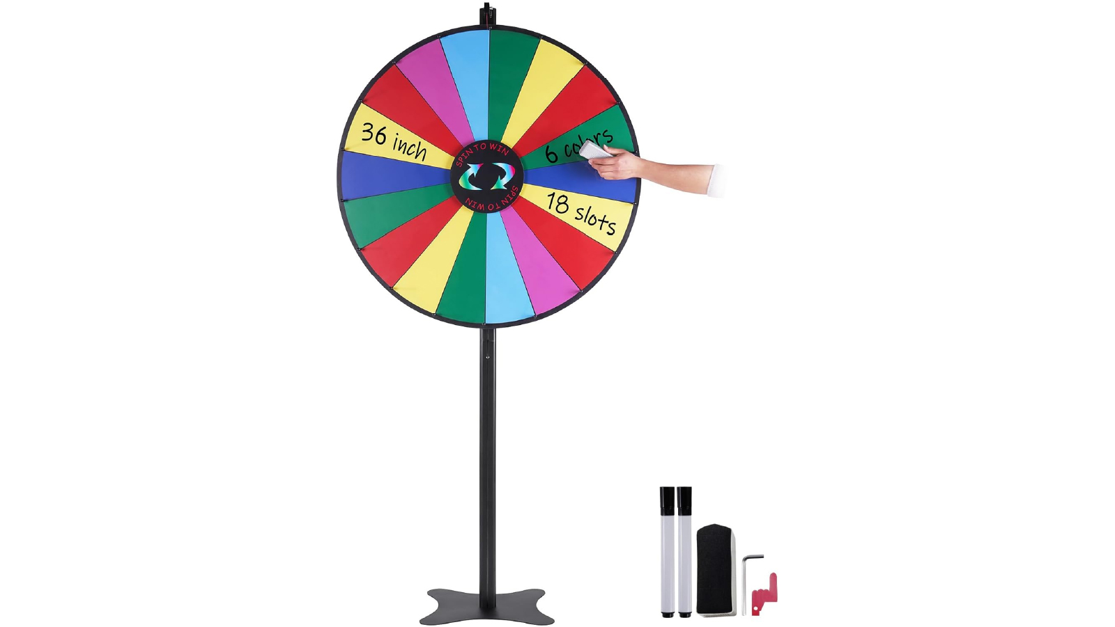 Pretty & Practical 18 Slots Spinning Wheel, Roulette Wheel with a Dry Erase and 2 Markers