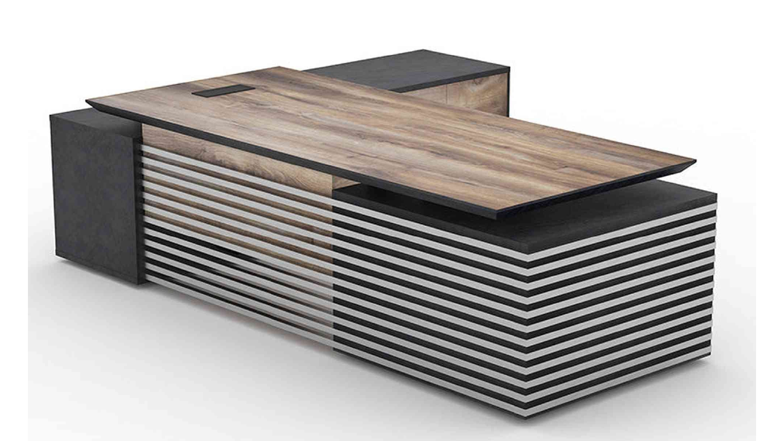 PHOENIX Executive Desk with Right Return 2.8m - Warm Oak & Black