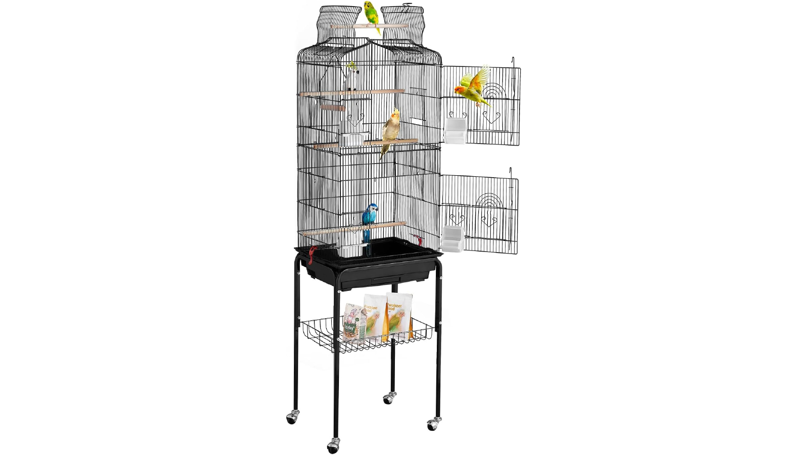 Pretty & Practical	62 Inch Steel Open Top Parakee Bird Cage with Rolling Stand