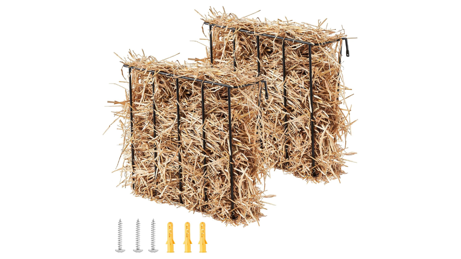 Pretty & Practical 2 Pack of 27 Inch Heavy Duty Steel Long Wall Mounted Livestock Hay Feeder