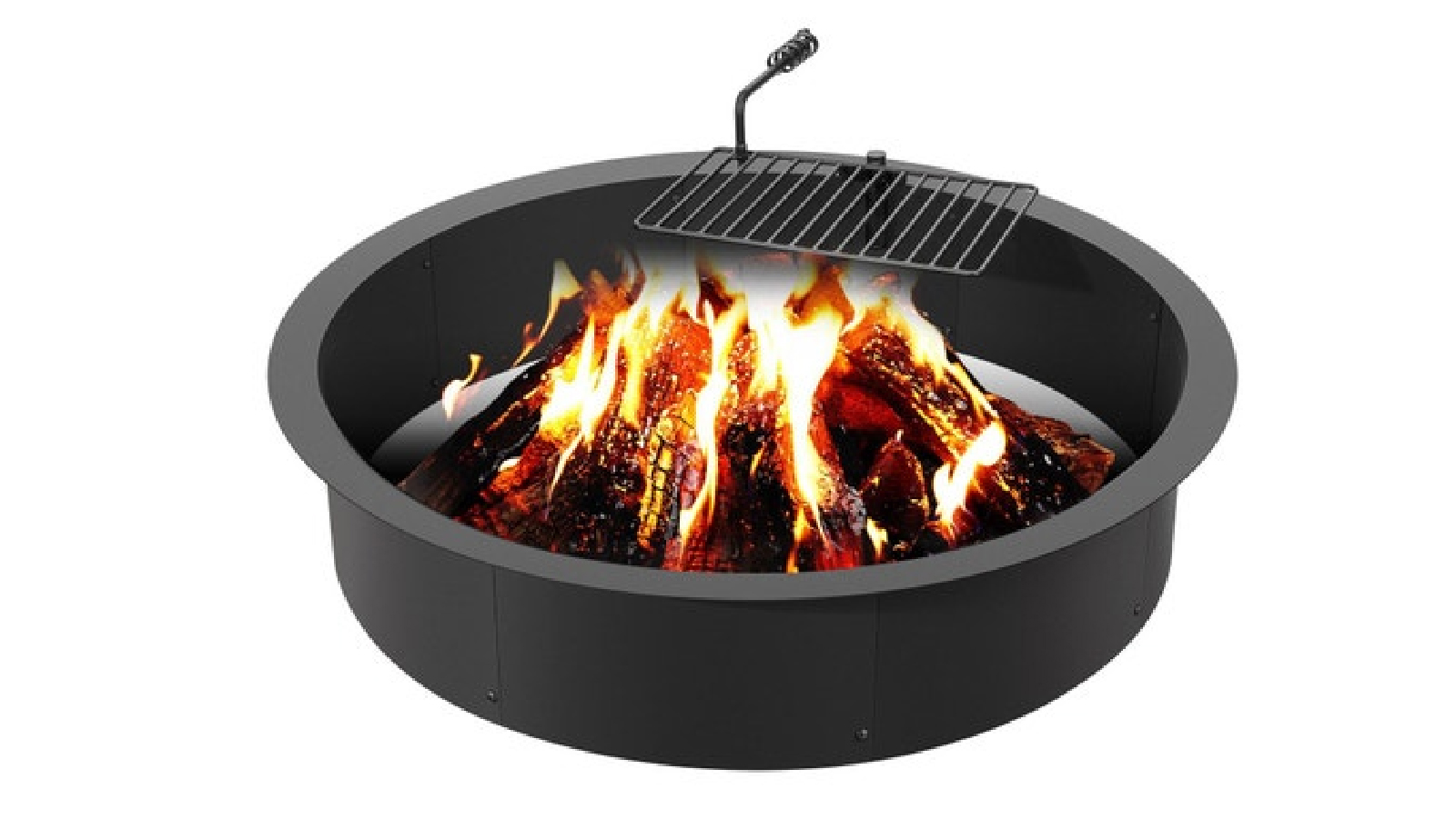 Pretty & Practical 40 Inch Outer / 36 Inch Inner Diameter Carbon Steel Fire Pit Ring with Barbecue Grate