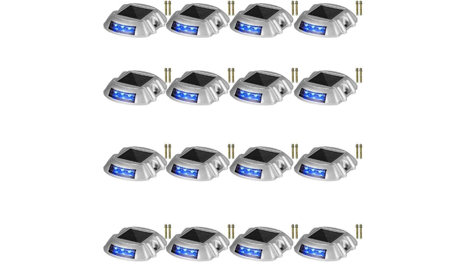 Pretty & Practical 16 Pack Solar Driveway Lights with Switch Button - Blue