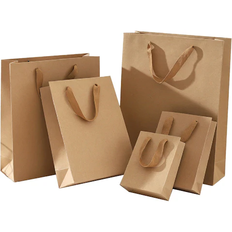 AUPK 24 Pack of Gift Shopping Carry Craft Brown Bag with Handles - 30 x 40 x 10cm