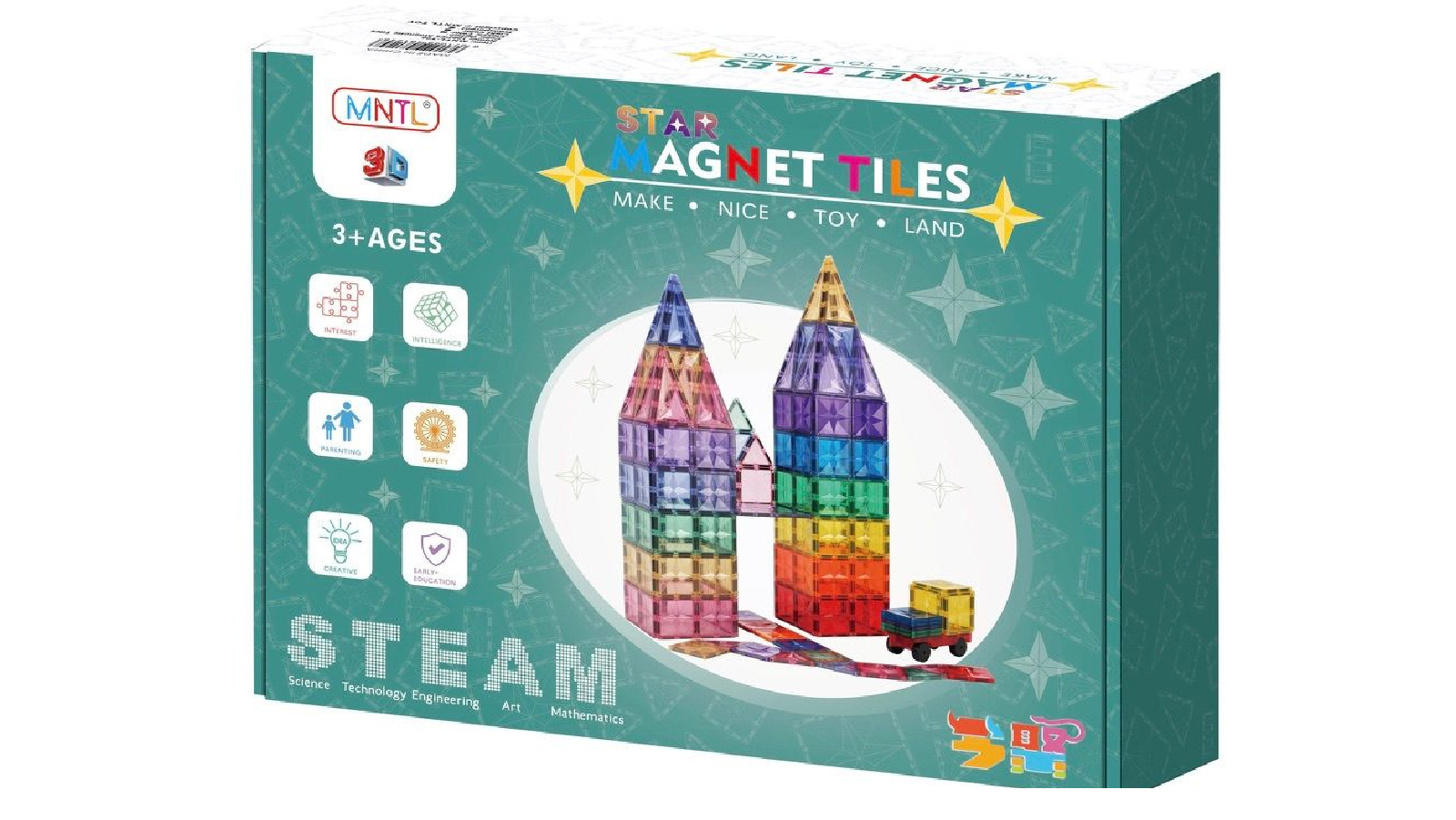 Jenjo Games 108 Piece Magnetic Rainbow Tiles 