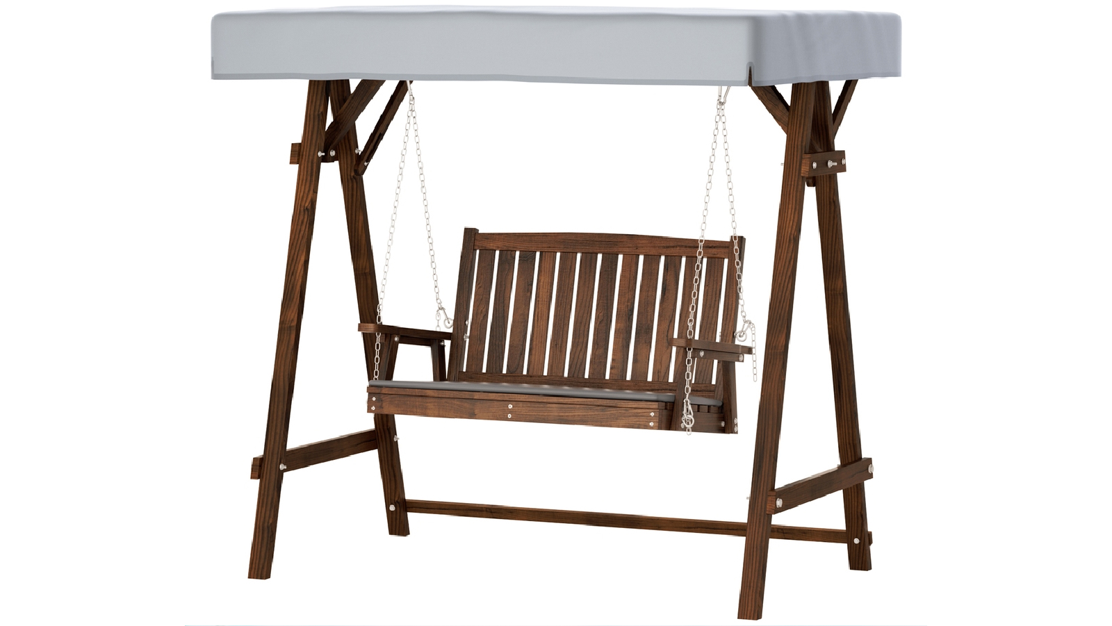 Gardeon 2 Seater Outdoor Wooden Swing Chair With Canopy - Charcoal