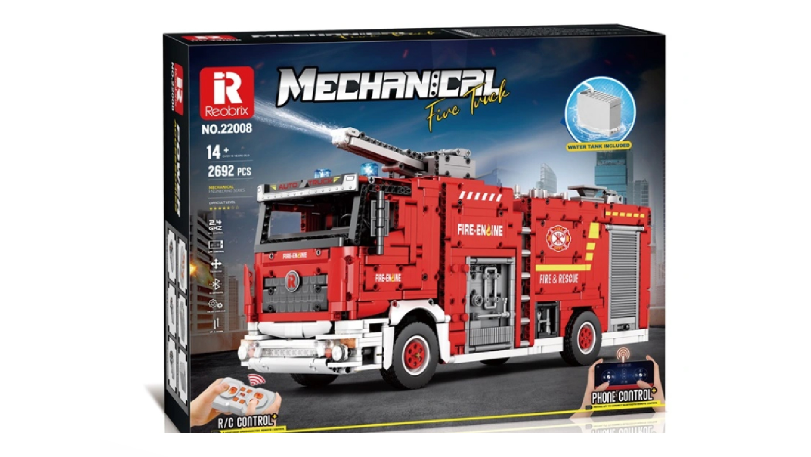 Reobrix Remote Control Version Fire Ladder Truck