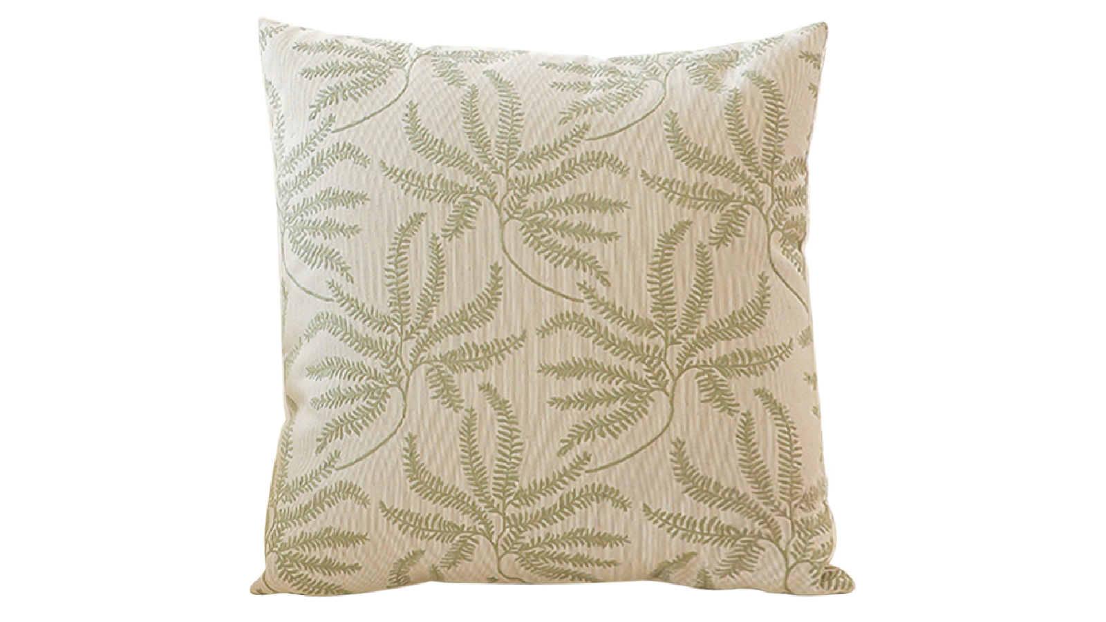 Soga 50cm Square Botanical Green Fern Leaf Embroidered Decorative Throw Pillow