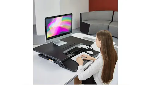 TM Foldable Standing Automatic Lifting Computer Desk - Black | Harvey ...