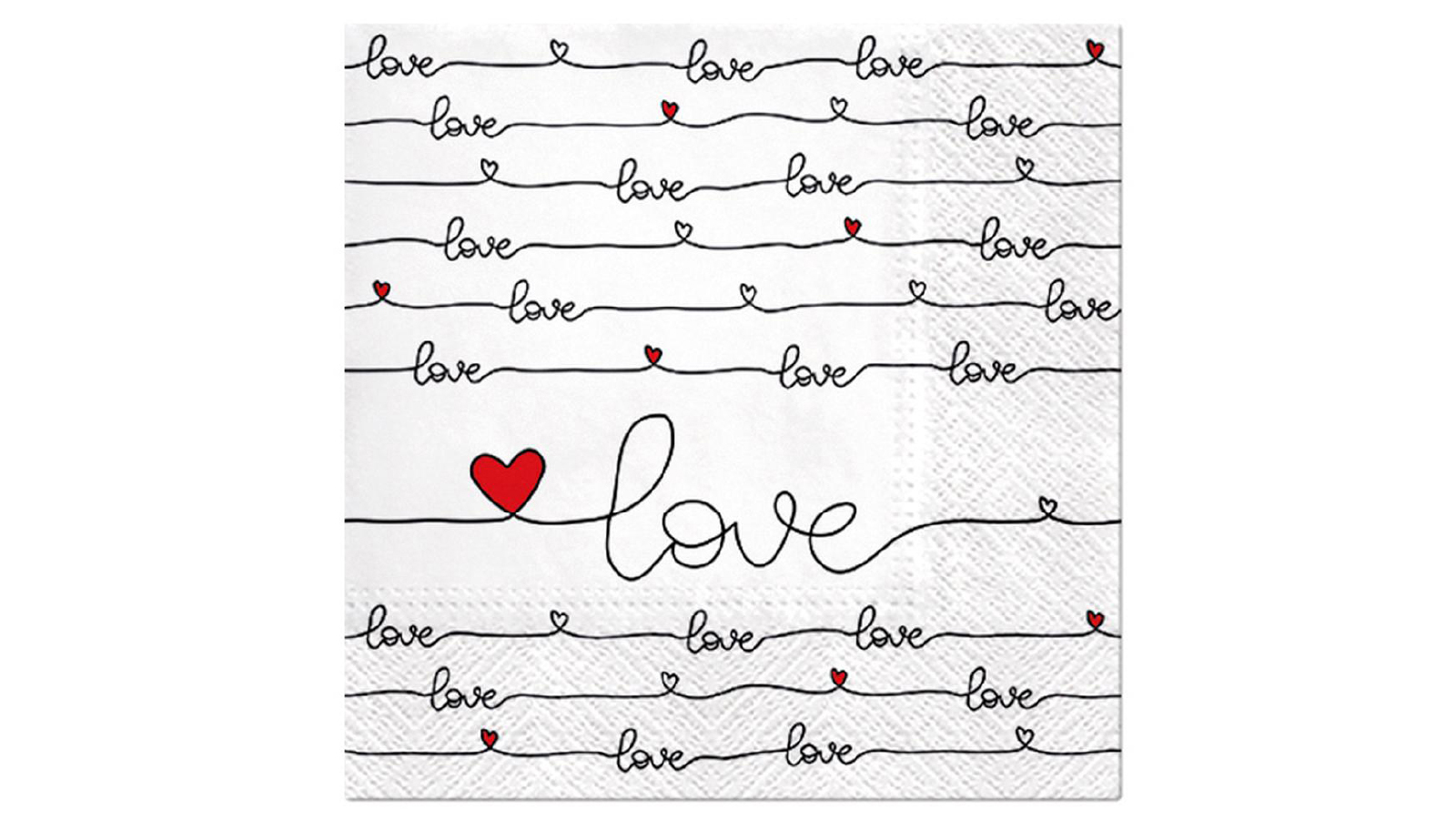 Paw 20 Piece of 3 Ply 33 x 33cm Lunch Premium Paper Flexo Napkins - Love Connection