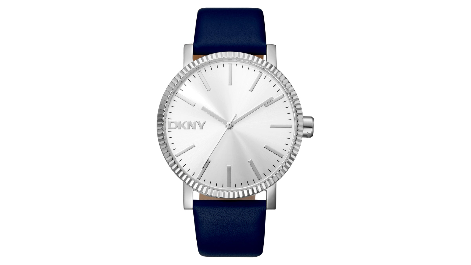 DKNY 40mm Soho Maxi Womens Stainless Steel Watch with Blue Leather Band - Silver