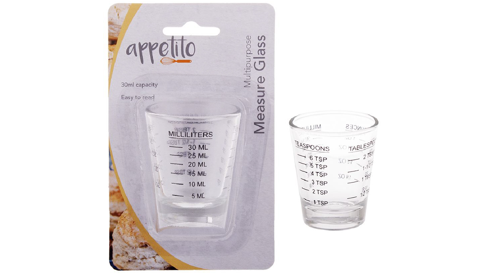 Appetito 30ml Multipurpose Measure Glass Home Kitchen Cooking/Baking Utensil